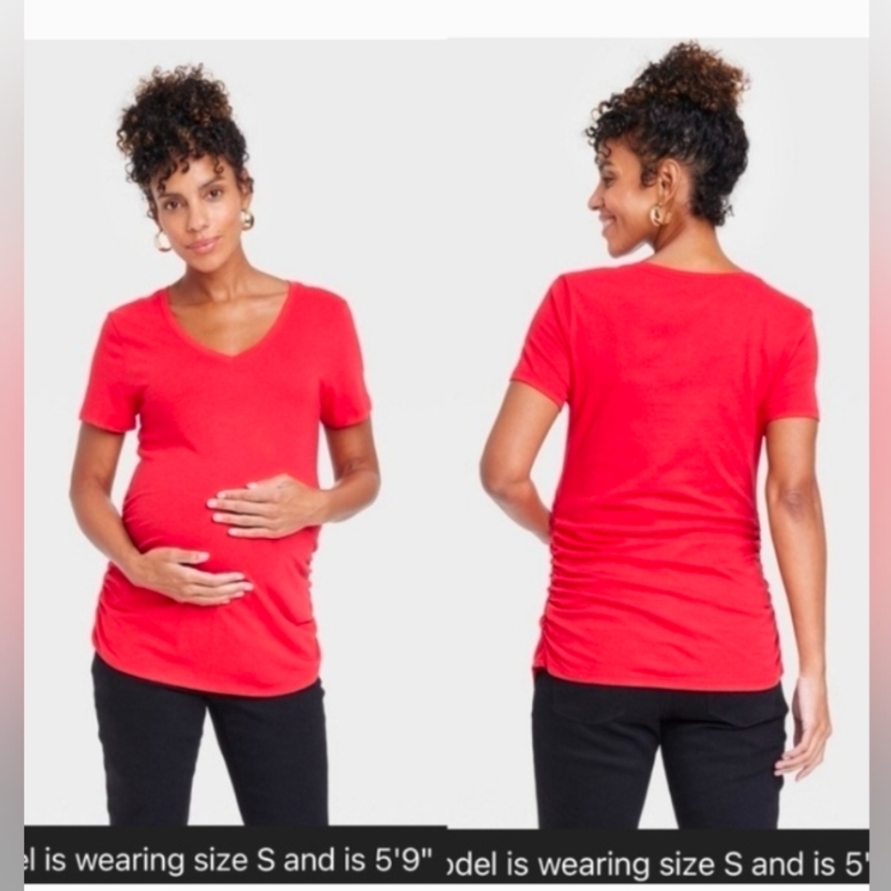 Isabel Maternity By Ingrid Short Sleeve V-Neck Maternity T-Shirt